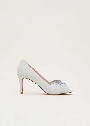 Phase Eight Satin Twist Peeptoe Heels Silver Australia | QG9863017